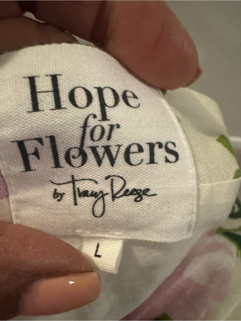 Hope for Flowers Floral Pink and Green V-Neck long Dress L - Picture 9 of 9